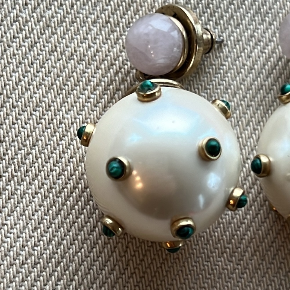 SOLD 💚 Tory Burch Stone Studded Drop Earrings - Picture 10 of 11
